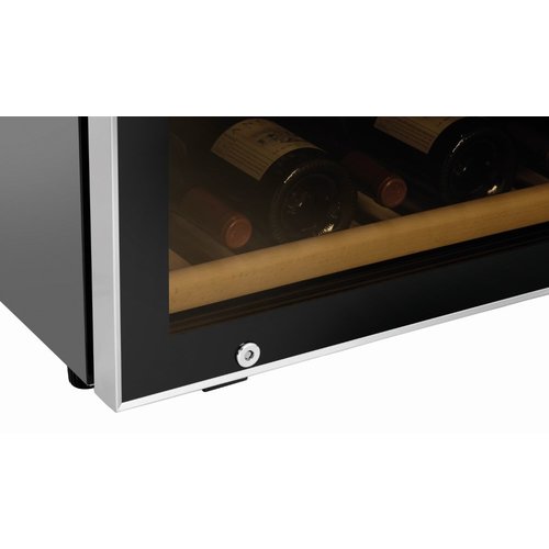 Bartscher Chłodziarka na wino 1-drzwiowa, 313 L, 128 butelek, od 5 °C do 20 °C, drzwi uchylne, czarna Bartscher Chłodziarka na wino 1-drzwiowa, 313 L, 128 butelek, od 5 °C do 20 °C, drzwi uchylne, czarna