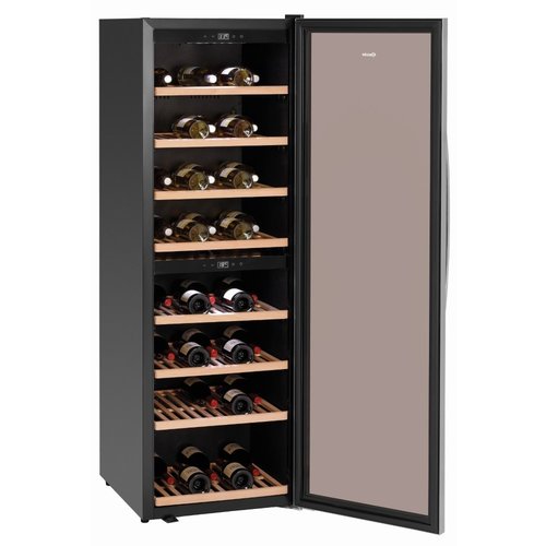 Bartscher Chłodziarka na wino 1-drzwiowa, 453 L, 180 butelek, od 5 °C do 22 °C, drzwi uchylne, czarna Bartscher Chłodziarka na wino 1-drzwiowa, 453 L, 180 butelek, od 5 °C do 22 °C, drzwi uchylne, czarna