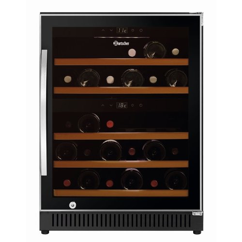 Bartscher Chłodziarka na wino podblatowa, 1-drzwiowa, 119 L, 40 butelek, od 5 °C do 22 °C, drzwi uchylne, czarna Bartscher Chłodziarka na wino podblatowa, 1-drzwiowa, 119 L, 40 butelek, od 5 °C do 22 °C, drzwi uchylne, czarna