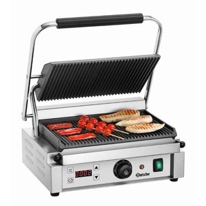 Bartscher Grill kontaktowy pojedyńczy żeliwny, płyta ryflowana, 360 x 230 mm, 2,2 kW