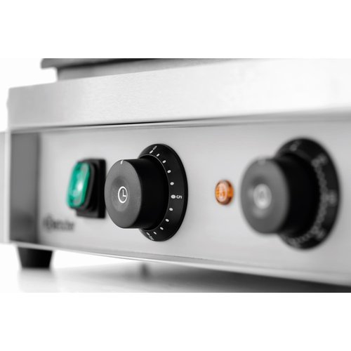 Bartscher Grill kontaktowy pojedyńczy żeliwny, płyta górna ryflowana dolna gładka, 360 x 240 mm, 2,2 kW