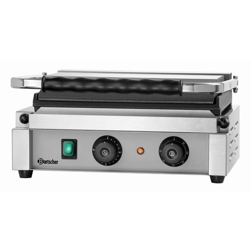 Bartscher Single Cast Iron Contact Grill, Smooth Grill Plate, 360 x 240 mm, 2,2 kW