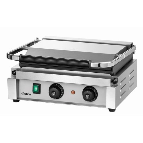Bartscher Single Cast Iron Contact Grill, Smooth Grill Plate, 360 x 240 mm, 2,2 kW