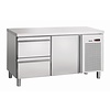 Bartscher Single Door Refrigerated Table with 2 Drawers from 0° C to 10 °C, Side-Mounted Compressor