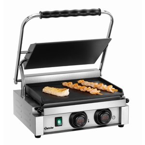 Bartscher Single Cast Iron Contact Grill, Smooth Grill Plate, 360 x 285 mm, 2,2 kW
