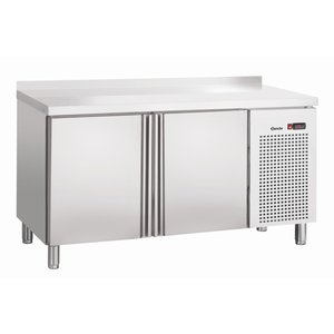 Bartscher Double Door Refrigerated Table with Splashback from 0° C to 10 °C, Side-Mounted Compressor Bartscher Double Door Refrigerated Table with Splashback from 0° C to 10 °C, Side-Mounted Compressor