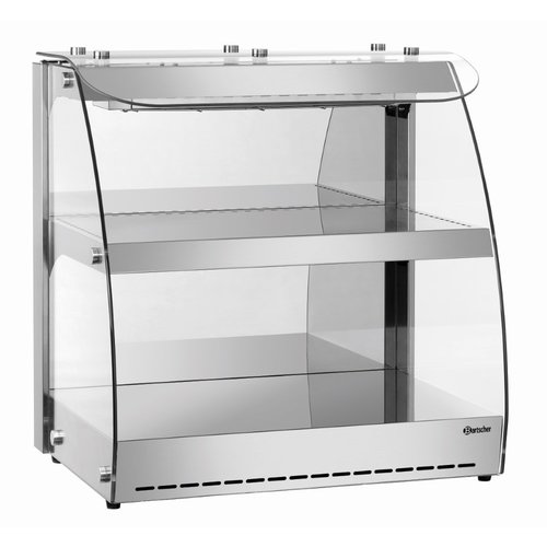 Bartscher Nablatowa witryna grzewcza 104 L, 2-poziomowa, 0,56 kW, od 30 do 70 °C, z szybą giętą, srebrna Bartscher Nablatowa witryna grzewcza 104 L, 2-poziomowa, 0,56 kW, od 30 do 70 °C, z szybą giętą, srebrna