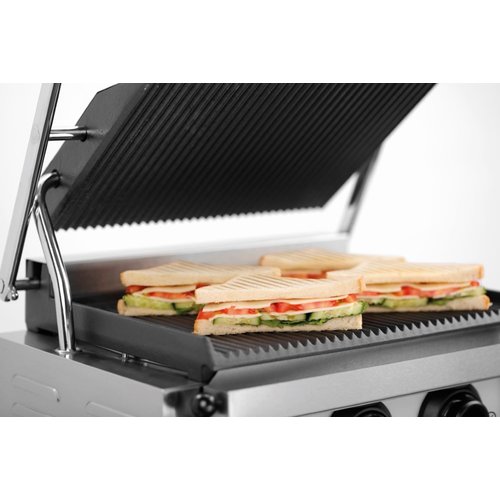 Bartscher Grill kontaktowy pojedyńczy żeliwny, płyta ryflowana, 360 x 285 mm, 2,2 kW