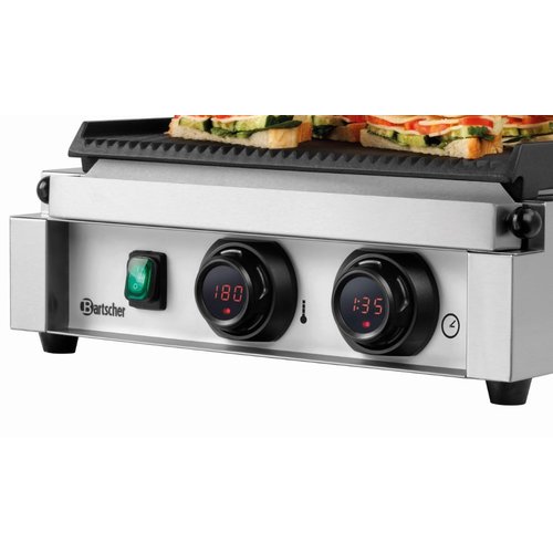 Bartscher Grill kontaktowy pojedyńczy żeliwny, płyta ryflowana, 360 x 285 mm, 2,2 kW