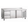 Bartscher Double Door Refrigerated Table with Splashback and 2 Drawers from 0° C to 10 °C, Side-Mounted Compressor