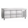 Bartscher Refrigerated Table with Splashback with 6 Drawers, GN 1/1, from 0° C to 10 °C, Side-Mounted Compressor