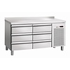 Bartscher Refrigerated Table with Splashback with 6 Drawers, GN 1/1, from 0° C to 10 °C, Side-Mounted Compressor