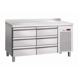 Bartscher Stół chłodniczy przyścienny z 6 szufladami, GN 1/1, od 0° C do 10 °C, agregat boczny Bartscher Stół chłodniczy przyścienny z 6 szufladami, GN 1/1, od 0° C do 10 °C, agregat boczny