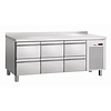 Bartscher Refrigerated Table with Splashback with 6 Drawers, GN 1/1, from 0° C to 10 °C, Side-Mounted Compressor