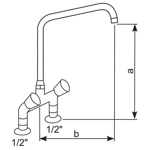 XXLselect Double Handle Two Hole Deck Mounted Faucet with Swivel Spout 350 mm, Height 420 mm