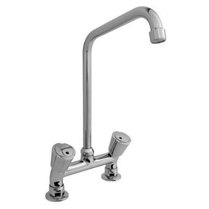 XXLselect Double Handle Two Hole Deck Mounted Faucet with Swivel Spout 300 mm, Height 410 mm XXLselect Double Handle Two Hole Deck Mounted Faucet with Swivel Spout 300 mm, Height 410 mm