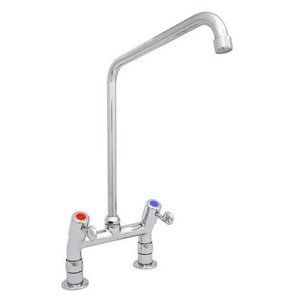 XXLselect Bateria zlewozmywakowa stojąca dwuootworowa z pokrętłami i obrotową wylewką 180 mm, wysokość 320 mm XXLselect Bateria zlewozmywakowa stojąca dwuootworowa z pokrętłami i obrotową wylewką 180 mm, wysokość 320 mm