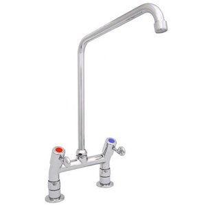 XXLselect Bateria zlewozmywakowa stojąca dwuootworowa z pokrętłami i obrotową wylewką 250 mm, wysokość 380 mm XXLselect Bateria zlewozmywakowa stojąca dwuootworowa z pokrętłami i obrotową wylewką 250 mm, wysokość 380 mm