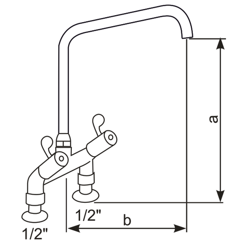 XXLselect Bateria zlewozmywakowa stojąca dwuootworowa z pokrętłami i obrotową wylewką 250 mm, wysokość 380 mm XXLselect Bateria zlewozmywakowa stojąca dwuootworowa z pokrętłami i obrotową wylewką 250 mm, wysokość 380 mm