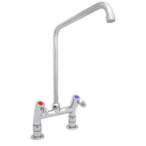 XXLselect Bateria zlewozmywakowa stojąca dwuootworowa z pokrętłami i obrotową wylewką 350 mm, wysokość 470 mm XXLselect Bateria zlewozmywakowa stojąca dwuootworowa z pokrętłami i obrotową wylewką 350 mm, wysokość 470 mm