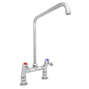 XXLselect Bateria zlewozmywakowa stojąca dwuootworowa z pokrętłami i obrotową wylewką 240 mm, wysokość 250 mm XXLselect Bateria zlewozmywakowa stojąca dwuootworowa z pokrętłami i obrotową wylewką 240 mm, wysokość 250 mm