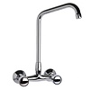XXLselect Double Handle Wall Mount Kitchen Faucet with Swivel Spout 250 mm, Height 300 mm