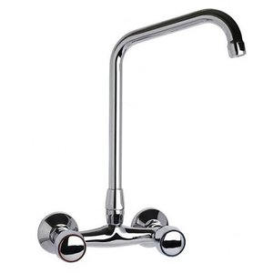 XXLselect Double Handle Wall Mount Kitchen Faucet with Swivel Spout 250 mm, Height 300 mm XXLselect Double Handle Wall Mount Kitchen Faucet with Swivel Spout 250 mm, Height 300 mm