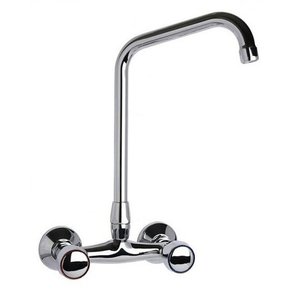 XXLselect Double Handle Wall Mount Kitchen Faucet with Swivel Spout 300 mm, Height 345 mm XXLselect Double Handle Wall Mount Kitchen Faucet with Swivel Spout 300 mm, Height 345 mm