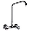 XXLselect Double Handle Wall Mount Kitchen Faucet with Swivel Spout 350 mm, Height 385 mm