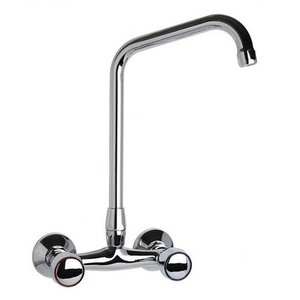 XXLselect Double Handle Wall Mount Kitchen Faucet with Swivel Spout 240 mm, Height 165 mm XXLselect Double Handle Wall Mount Kitchen Faucet with Swivel Spout 240 mm, Height 165 mm