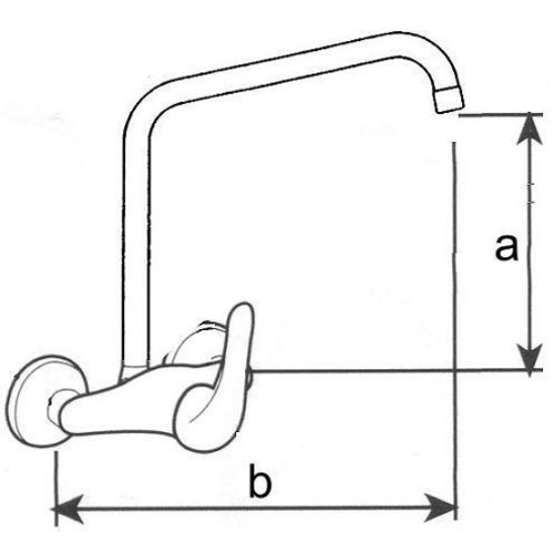 XXLselect Bateria zlewozmywakowa ścienna jednouchwytowa z obrotową wylewką 180 mm, wysokość 265 mm