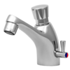 XXLselect Self-Closing Deck-Mounted Basin Faucet with Push-Button and Mixer and Hoses Included, Water Connection Thread 3/8''