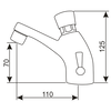XXLselect Self-Closing Deck-Mounted Basin Faucet with Push-Button and Mixer and Hoses Included, Water Connection Thread 3/8''