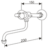 XXLselect Self-Closing Wall-Mounted Basin Faucet with Push Button and 165 mm Swivel Spout