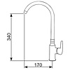 XXLselect Bateria zlewozmywakowa stojąca jednootworowa, jednouchwytowa z wylewką obrotową 170 mm, wysokość 340 mm