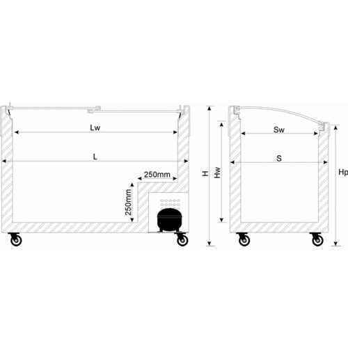 XXLselect Witryna mroźnicza 381 L z wypukłą przeszklona pokrywą wypukłą i sterowaniem elektronicznym, od -18 °C do -22 °C XXLselect Witryna mroźnicza 381 L z wypukłą przeszklona pokrywą wypukłą i sterowaniem elektronicznym, od -18 °C do -22 °C