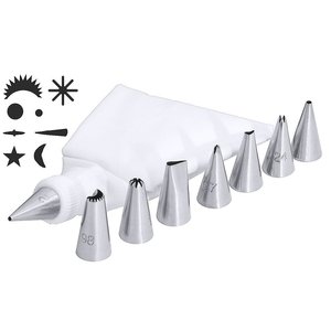 Contacto Komplet 8 mini-końcówek dekoracyjnych ze stali nierdzewnej + worek do wyciskania z poliamidu