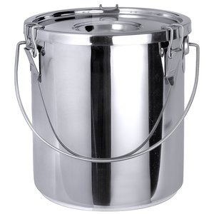 Contacto Wyprzedaż - Pojemnik nierdzewny na płyny lub żywność z pokrywką, 6,5 l, o średnicy 240 mm
