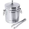 Contacto Stainless Steel Thermo-Insulating Container for Ice Cube 1 L, Ø125 mm, (h)180 mm with Lid and Tongs