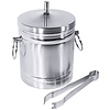 Contacto Stainless Steel Thermo-Insulating Container for Ice Cube 3 L, Ø170 mm, (h)195 mm with Lid and Tongs