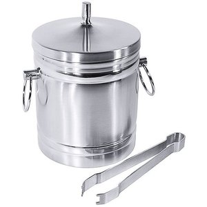Contacto Stainless Steel Thermo-Insulating Container for Ice Cube 5 L, Ø200 mm, (h)270 mm with Lid and Tongs Contacto Stainless Steel Thermo-Insulating Container for Ice Cube 5 L, Ø200 mm, (h)270 mm with Lid and Tongs