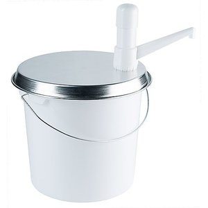 Contacto Dyspenser do sosów z polipropylenu z pokrywką i pompką, 10 l, o średnicy 250 mm Contacto Dyspenser do sosów z polipropylenu z pokrywką i pompką, 10 l, o średnicy 250 mm