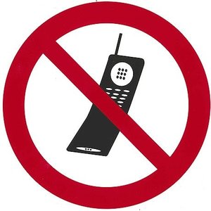 Contacto Tabliczka, piktogram: „Zakaz używania telefonów komórkowych” o średnicy 100 mm Contacto Tabliczka, piktogram: „Zakaz używania telefonów komórkowych” o średnicy 100 mm