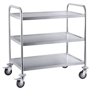 Contacto Stainless Steel 3 Tier Service Trolley 810 x 710 x 410 mm Contacto Stainless Steel 3 Tier Service Trolley 810 x 710 x 410 mm