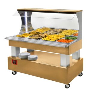 Diamond Bain-marie warm wall buffet 4x GN1/1-150 (Wood light oak) Diamond Bain-marie warm wall buffet 4x GN1/1-150 (Wood light oak)