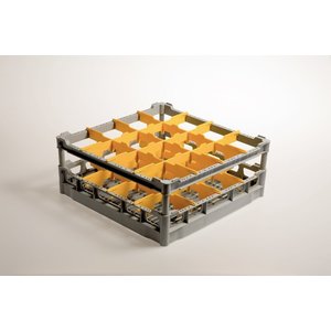 Diamond Gray - Yellow Dishwasher Glassware Basket 16 compartments / 500 x 500 x 210 mm Diamond Gray - Yellow Dishwasher Glassware Basket 16 compartments / 500 x 500 x 210 mm