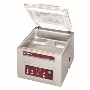 Diamond Pakowarka komorowa, listwa 420 mm, 21 m³/h, 1.6 kW z cyfrowym panelem i transparentną pokrywą, jeden cykl 15-35 sekund Diamond Pakowarka komorowa, listwa 420 mm, 21 m³/h, 1.6 kW z cyfrowym panelem i transparentną pokrywą, jeden cykl 15-35 sekund