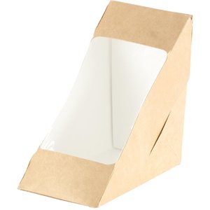 Duni Sandwich Box (double wedge) with Window ecoecho® 590 ml Brown 1-Comp (Pack of 650)