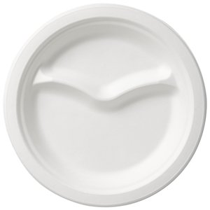 Duni Round Bagassa Dinner Plate Ø220 mm, White, Biodegradable, 2-Comp (Pack of 500)