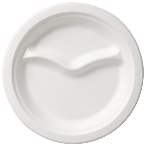 Duni Round Bagassa Dinner Plate Ø220 mm, White, Biodegradable, 2-Comp (Pack of 500) Duni Round Bagassa Dinner Plate Ø220 mm, White, Biodegradable, 2-Comp (Pack of 500)